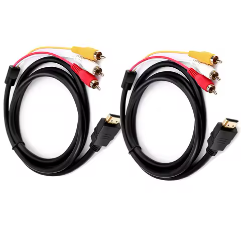 HDMI to RCA Cable, 1080P 5ft HDMI Male to 3-RCA Video Audio AV Cable Connector Adapter One-Way Trans