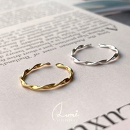 [ALUMI] Twisted Line Ring|S925 Sterling Silver Plated Real Gold Open Ring Jewelry Thin S925 Silver R