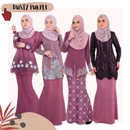 🔥NEW DESIGN DUSTY PURPLE Baju Kurung Moden Raya Lace Terkini Cantik Selesa Dusty Purple