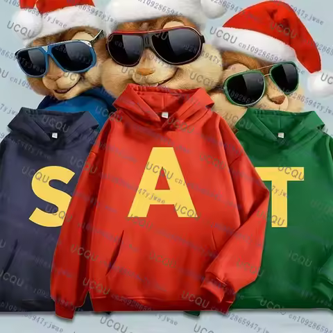 Alvin And Chipmunks Christmas Hoodies Autumn Winter Fashion Unisex Cotton Hooded Alvin Chipmunk Hall