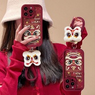Ready Stock Dragon Lion Head iPhone15 Phone Case Apple 14/13/12mini Year of the Dragon xr/xsmax/8plu