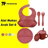 Tokoreceh88 1 Set of 6 pcs Silicone Children's Cutlery Baby Eating Utensils Baby Eating Utensils Set