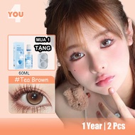 4YOU Contact Lens (0~-8.00) Grade Brown Color 1 Year 14.2mm 1 Pair