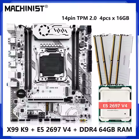 MACHINIST X99 K9 Motherboard Combo LGA 2011-3 Xeon E5 2697V4 Kit CPU DDR4 64GB RAM 2400MHz Memory NV