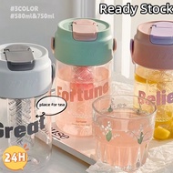 INS Style Straw Water Bottle Sports Bottle Botol Air Children Water Bottle Leakproof Tritan BPA-Free