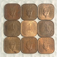 1 Piece Malaya 1 Cent Square Coin King George VI | British Malaya | Random Year & Mixed Condition