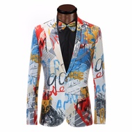 Luxury Color Painting Mens Blazer Fashion Suits for Men Top Quality Blazer Slim Fit Jacket Outwear C