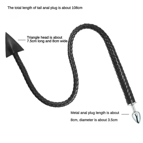 Kinky Cosplay Anal Set: Metal Plug, PU Leather Whip & Devil Tail – Adult Games for Couples, Men & Wo