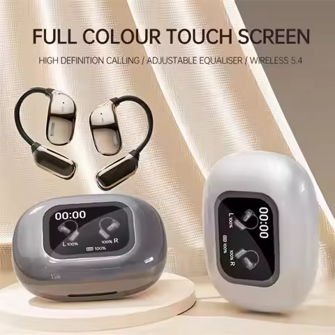 JM16 TWS Wireless Bluetooth Earphones HiFI Stereo Ear Hanging Earbuds Colorful Touch Screen Control