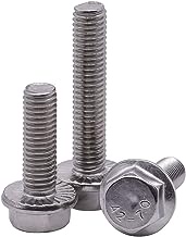 M6-1.0 x 35mm Flanged Hex Bolt Screw Pack of 25, 304 Stainless Steel 18-8, Full Thread, Machine Thread