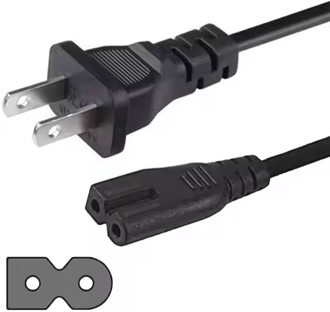 2 Prong 6Ft Polarized AC Universal Power Cord Compatible For Vizio E-M-Series/Sharp/Emerson Smart LE