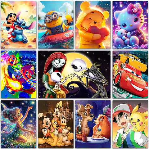 Disney Diamond Painting Kits lilo and stitch Pikachu Hello Kitty Art Home Decor Full Square&Round mo