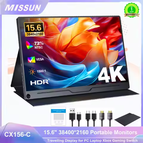 4K 15.6 Inch Portable Monitor 3840x2160 Extend Display IPS LCD Panel Penhole Stand VESA Type-c Mini 