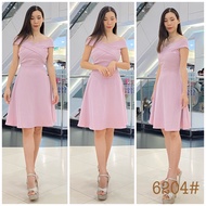 [พร้อมส่ง] [LUXURY707] เดรสกระโปรงบาน เปิดบ่า (LX6104)