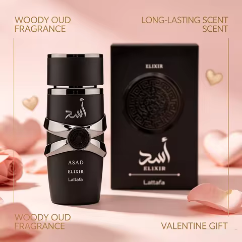 Lattafa Asad Elixir Men Eau De Parfum 100ml 3.4oz Intense Fragrance Spray Aromatic Woody Cedarwood A