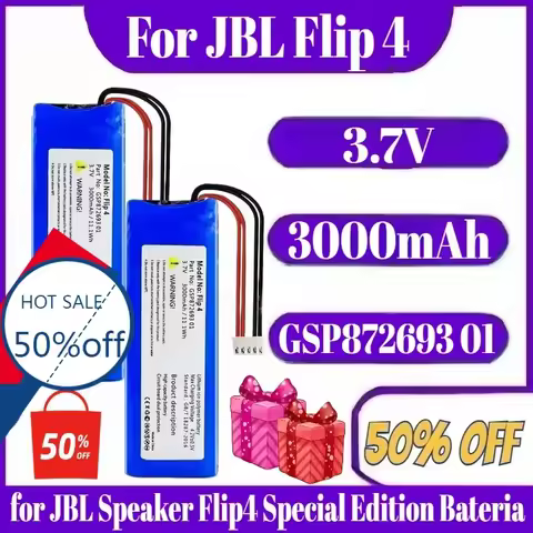 3.7V 3000mAh Battery for JBL Flip 4 Rechargeable Battery GSP872693 01 for JBL Speaker Flip4 Special 
