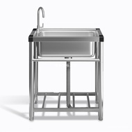 One Household Commercial Sink Wash Basin 304 Large Single Slot Kitchen Stainless Steel with Bracket 