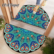 Semicircle floor mat peacock entrance door mat Anti-slip floormat carpet bedsides non-slip bathroom mat kitchen mat washable Deepavali Decoration Home Decor