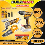 BUILDMATE Ingco 3PCS Combo Kit 20V Brushless Cordless Drill Vacuum Cleaner & Oscillating Multi-Tool 