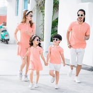 100% Cotton Fashion Korean Casual Style Family Series Parent-Child Clothing Pink Couple Style Sportswear Suit ~ Women's (Short Dress) Men's (Short Sleeve Polo Shirt + Shorts)