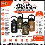 WELLHIKE 2L Outdoor Ice Bucket Stainless Steel Water Bottle Keeps Hot Cold Portable Water Cup Bottle