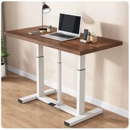 ONE - 升降電腦桌梳裝枱電視架多用途設計(夢幻色)白架+腳踩氣壓升降140x70cm