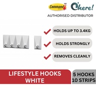 3M Command Hooks 17705, White, 5 ea per box, LIFESTYLE Series