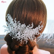Meishufen Bridesmaids Silver Hair Comb Dazzling Crystals Comb Barrette Gold Jewelry for Valentines D
