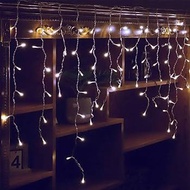 216L Icicle Curtain light Warm White Staying with White Blinking 5Meter Outdoor Waterproof