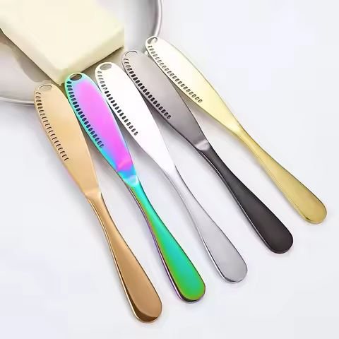 Butter Knife Holes Cheese Dessert Knife Stainless Steel Jam Knife Cutlery Toast Wipe Cream Bread Che