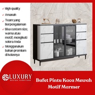 Bufet Pintu Kaca Mewah Motif Marmer Kualitas Premium