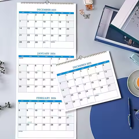2026 wall calendar with 3-month vertical display, December 2025 to January 2027, for daily Schedule 