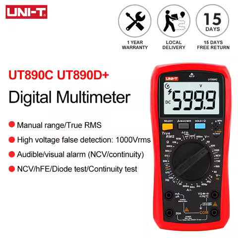 UNI-T UNI T Digital Multimeter True RMS UT890C UT890D+ Manual Range AC DC Frequency Capacitance Temp