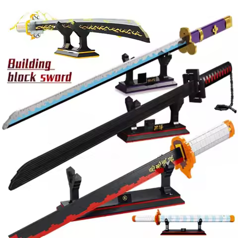 Moc Japanese Anime Samurai Sword Zangetsu Yamato Building Blocks Model Assembly Games Bricks Childre