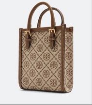Tory Burch Mini Tote Bag Monogram Canvas Brown