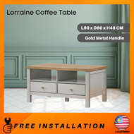 (FREE Installation+Shipping) KBS Lorraine Coffee Table / 2 Drawers Storage / L90 x D60 x H48 CM