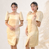 Modern filipiniana midi dress for woman oath taking outfit formal dress for woman