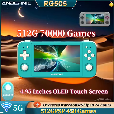 ANBERNIC RG505 Handheld Game Console 4.95 Inches OLED Touch Screen Android 12 Portable Video Console