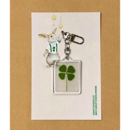 4-leaf clover keychain brings good luck - Real grass