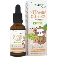 Vit4ever Vitamin D3+K2Drs Children-300Drs-500IU-K2VITAL | 25 Micrograms Vitamin K2,99.7% Full Revers