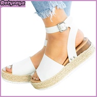 Platform Wedge Faux Leather Ankle Strap Open Toe Women Sandals Shoes for Daily Life