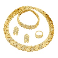 Fashion Crystal Jewelry Set 18 K Gold Plated Jewelry Weddings Dubai Gold Necklace Earrings Set