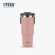 TYESO แก้วน้ำสแตนเลส มีหูหิ้ว มีหลอดดูด (รุ่น 2หัว) ***แถมยางรองแก้ว แปรงล้างหลอด สติกเกอร์ตกแต่ง Ecochang