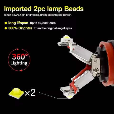 2PC Car Angel Eyes Halo LED Light H8 10W White/Red/Bule Bulb For BMW E82/E87 E90 E91 E92 E93 E60 E61