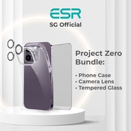ESR iP 14 / 14 Pro / 14 Plus / 14 Pro Max Project Zero Phone Case w Tempered Glass Screen Protector 