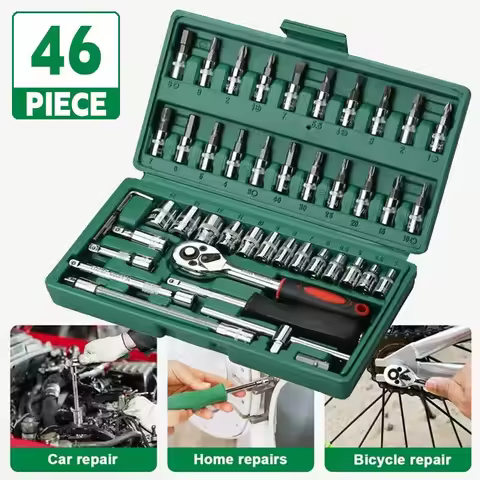 46pcs Socket Set Car Repair Tool Ratchet Spanner Wrench Set with Bit Socket Metric And Extension Bar