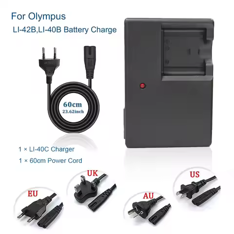 LI-40C Charger for Camera Olympus LI-42B,LI-40B,LI-41C,EN-EL10,NP-45,KLIC-7006,D-LI63,CNP-80 battery