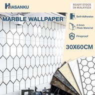 Marble Wall Sticker (30X60CM) Waterproof Kitchen Bathroom Self-adhesive Wallpaper - Kertas Dinding D
