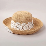 หมวกกันแดดทรงกลมสไตล์ย้อนยุคสำหรับผู้หญิง CA4LA Laffey หมวกจักรพรรดิ์ปีกกว้าง กันแดด กันยูวี หมวกตกป