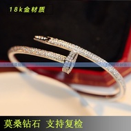 Imported Moissanite Diamond Nail Bracelet 18k Rose Gold Bracelet AU750 White Gold Open Bracelet Big 